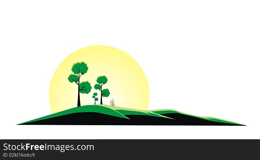 Vector art of a peacefully green hill