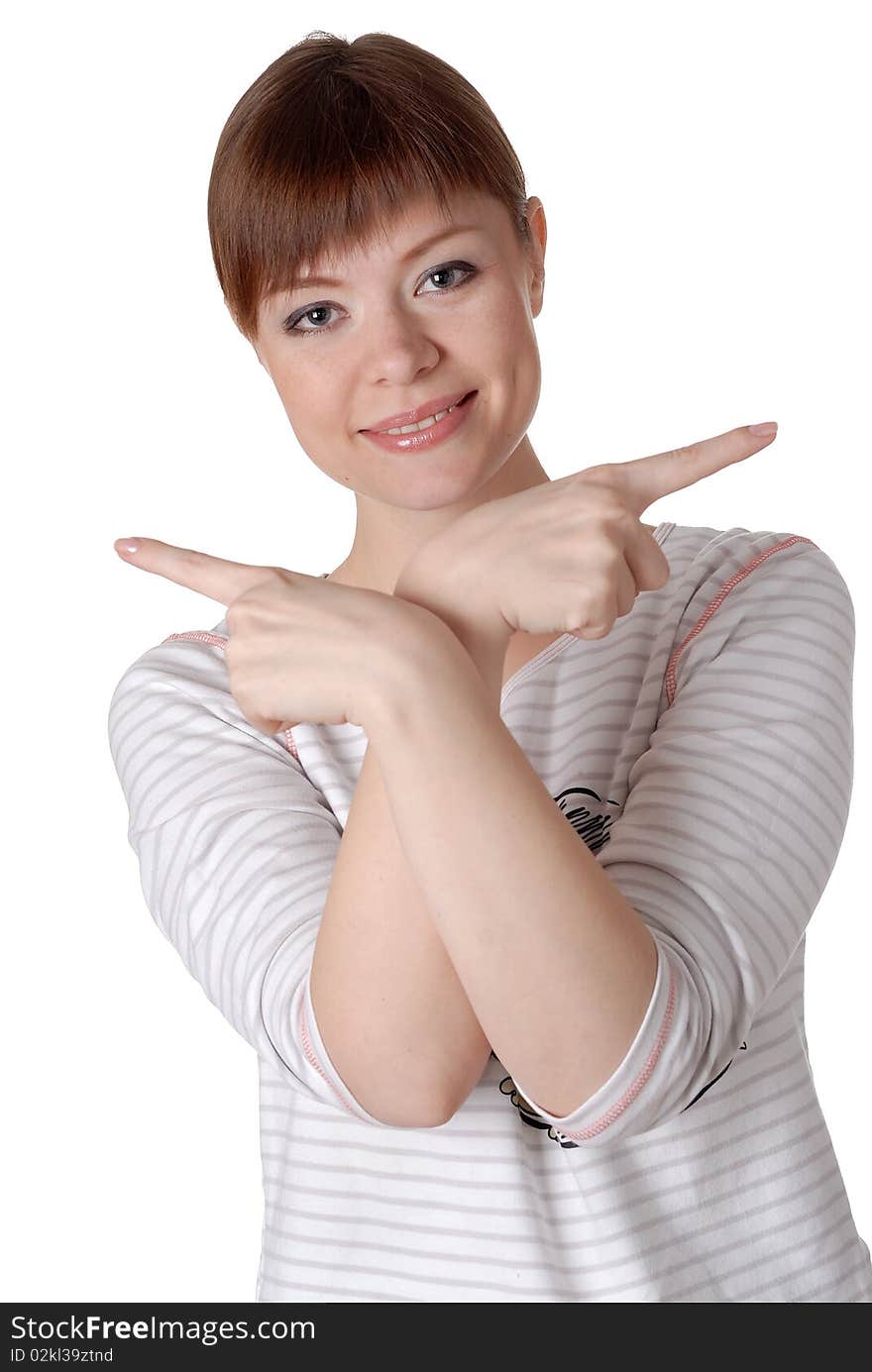 Charming young woman isolated on white background