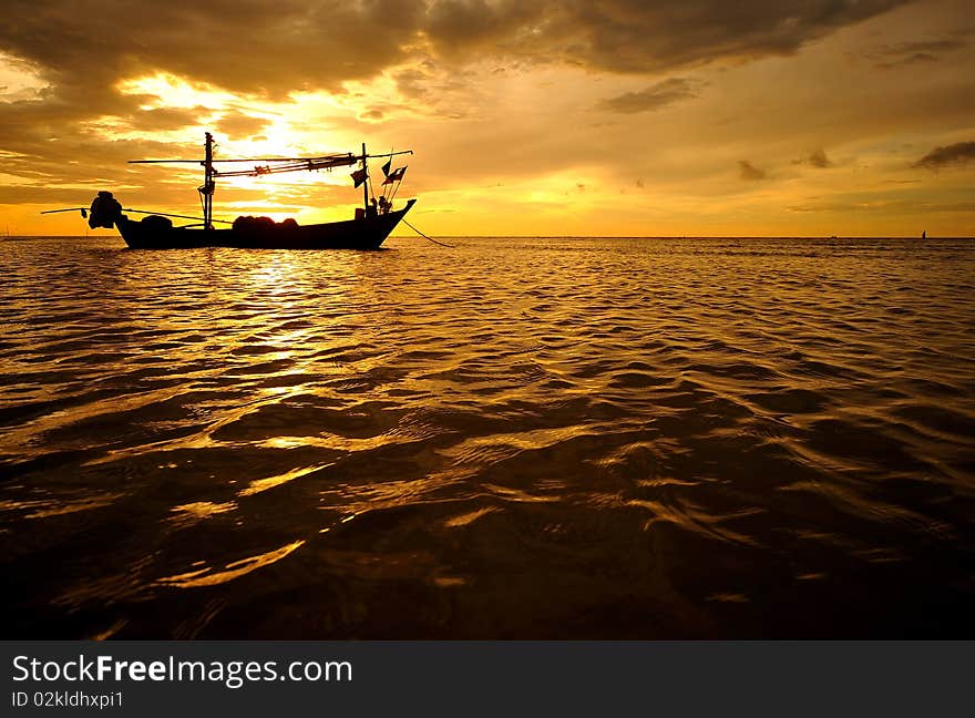 Boat floating in the sea.