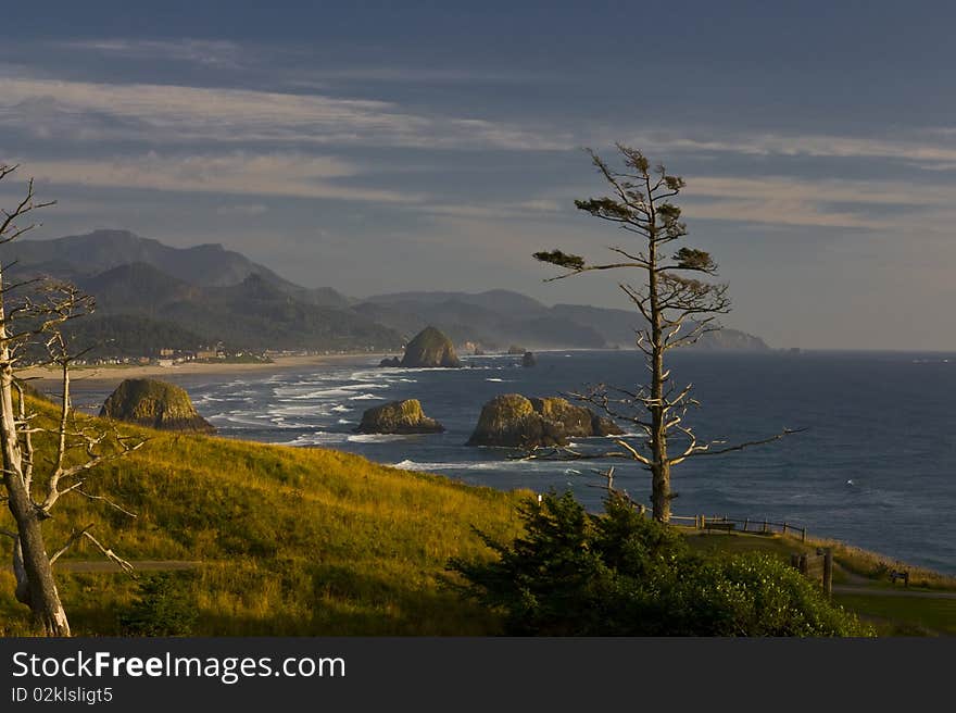 View of the Haystack Rock From Ecola State Park In Oregon