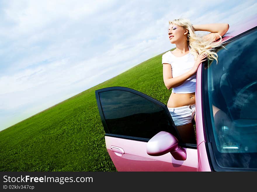 Girl with her car