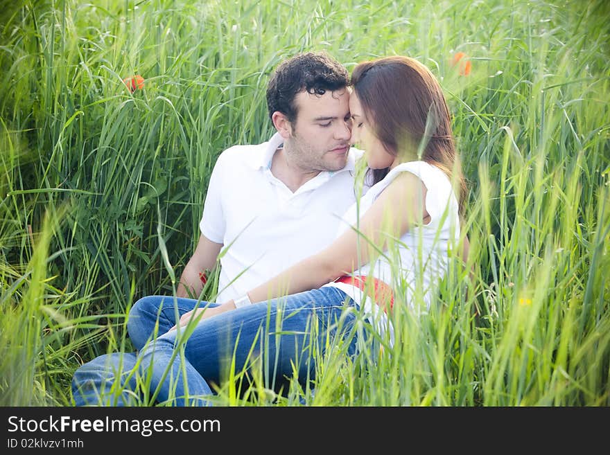 Young couple close each other