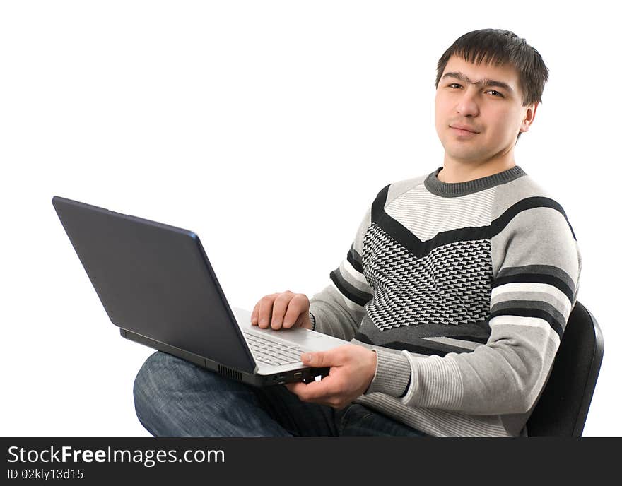 Young man with laptop computer