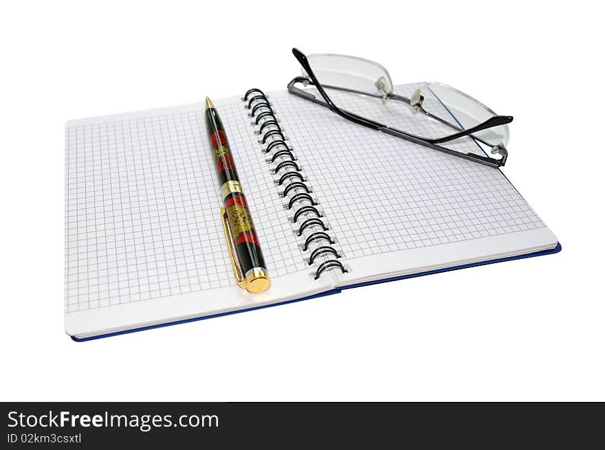 Notepad, Pen And Glasses