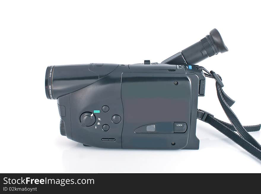 Old video camera,isolated on white background