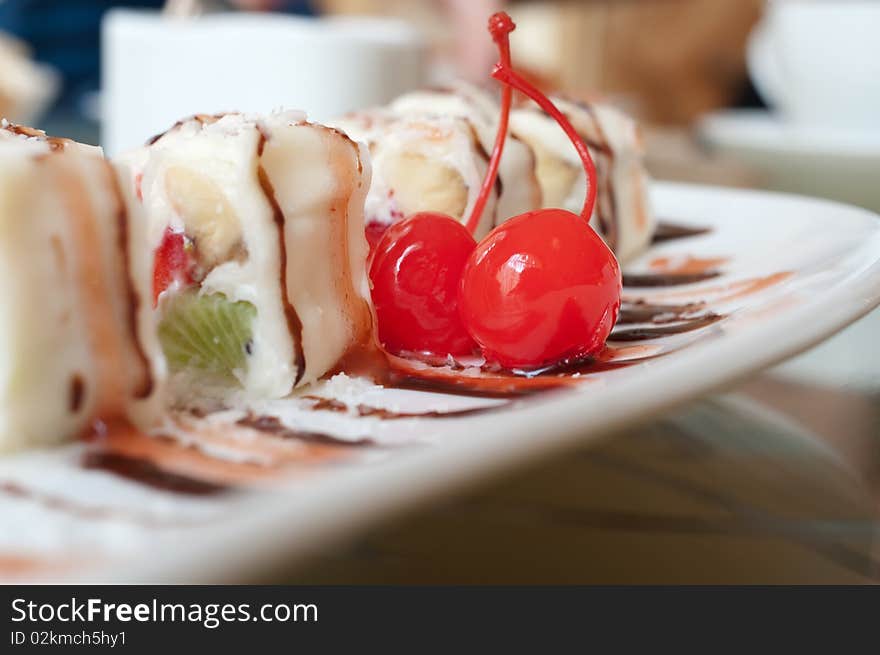 Fruit rolls,Close-up.Traditional Japanese food