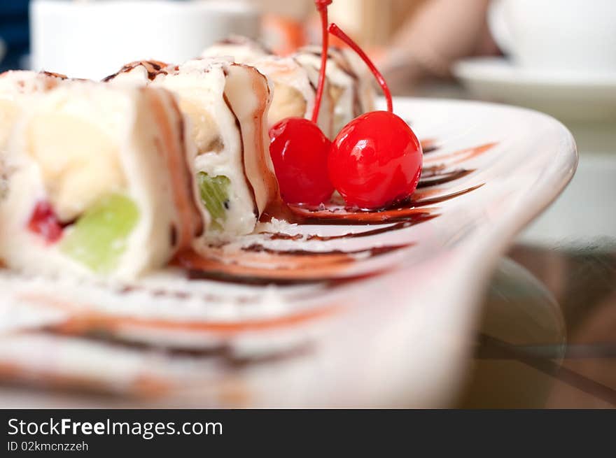 Fruit rolls,Close-up.Traditional Japanese food