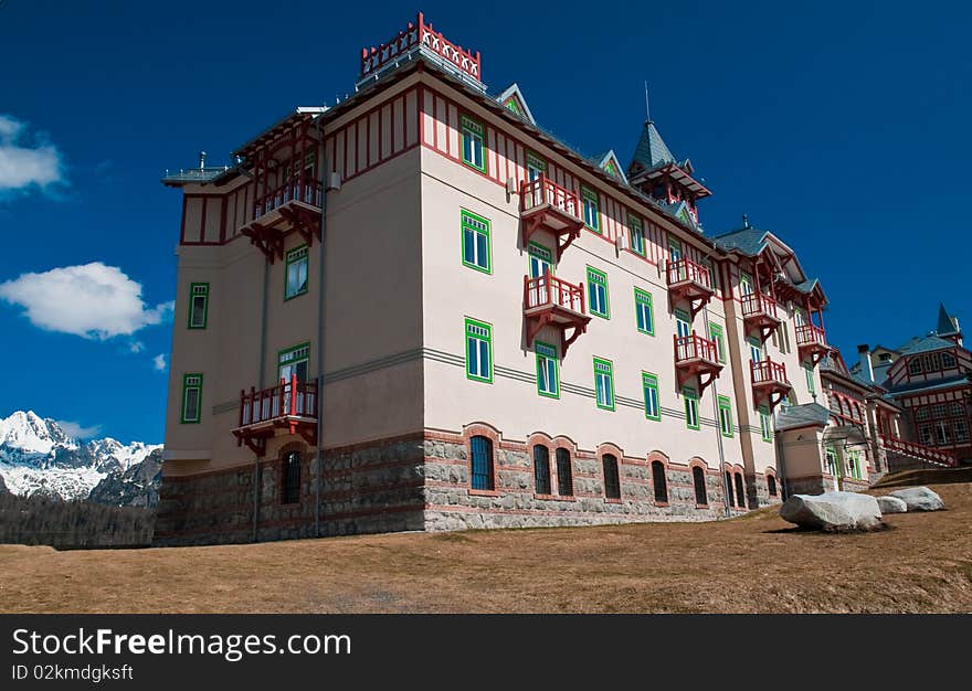 Hotel in Strbske pleso Lake,High Tatras,Slovakia.