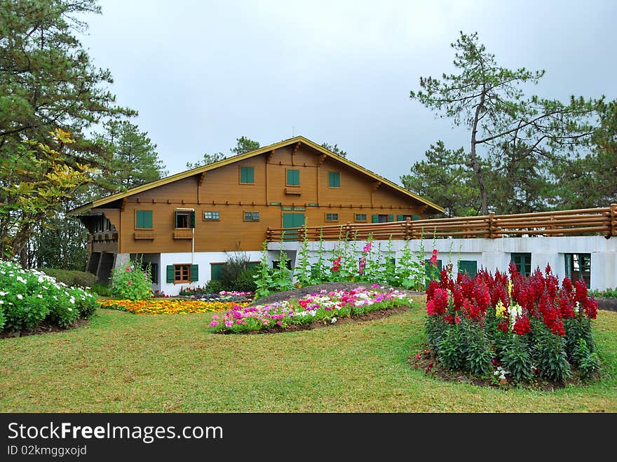 Little palace and beautiful flower