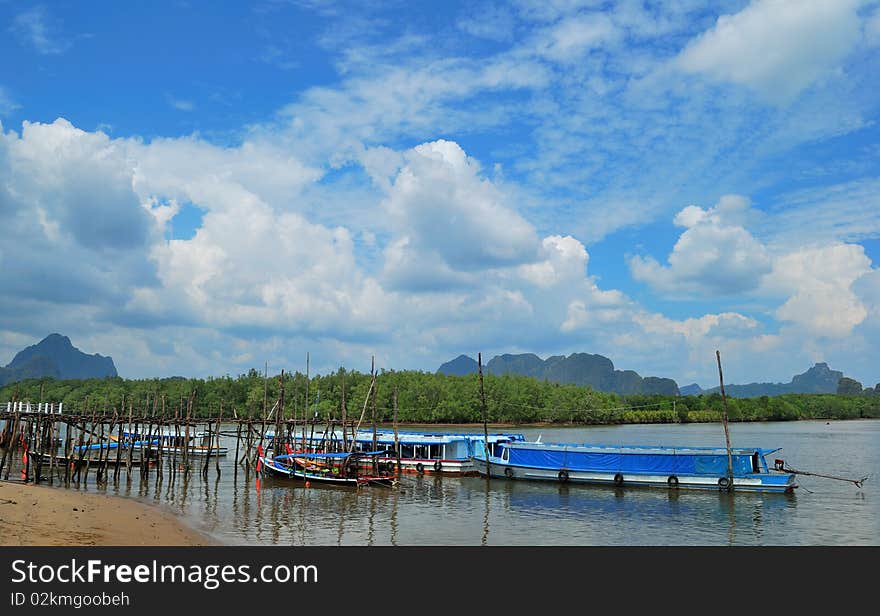 Longtail Boat And Nice Sky