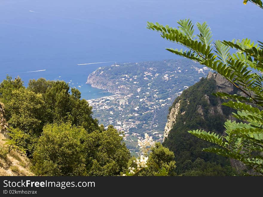 Ischia, island in the mediterranean sea, from the top of the Monte Pomeo