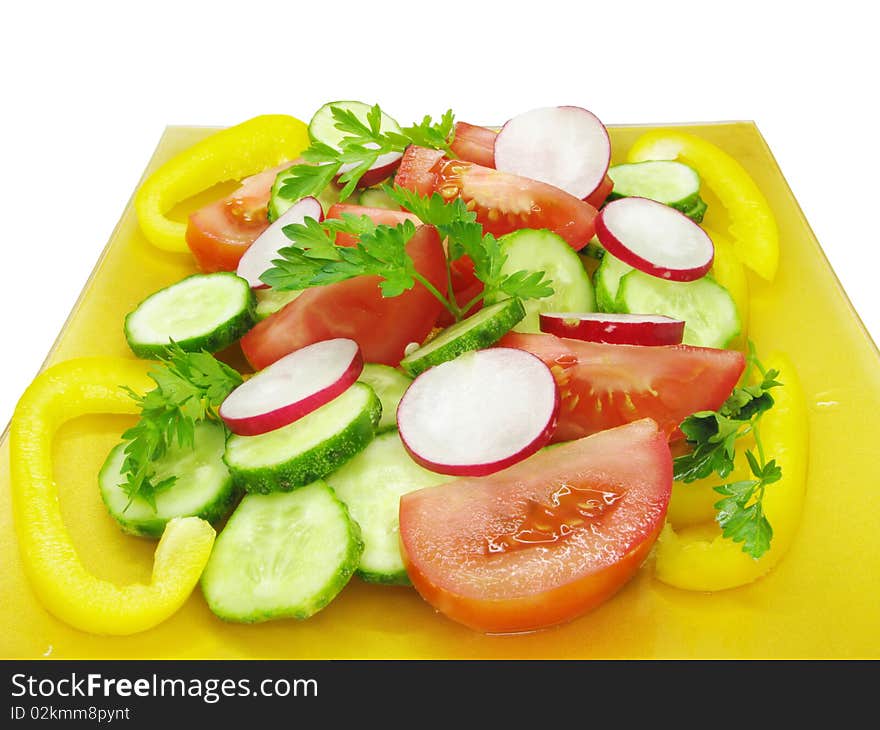 Vegetable salad with tomato and cucumber