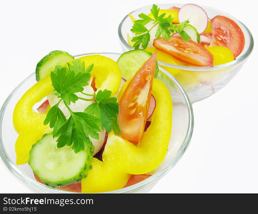 Vegetable salad with tomato and cucumber