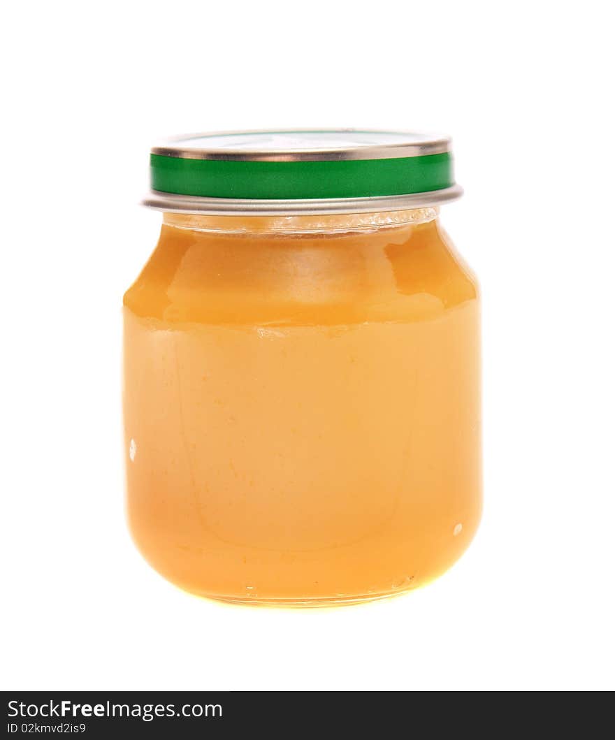 Jar with a children s food, isolated.