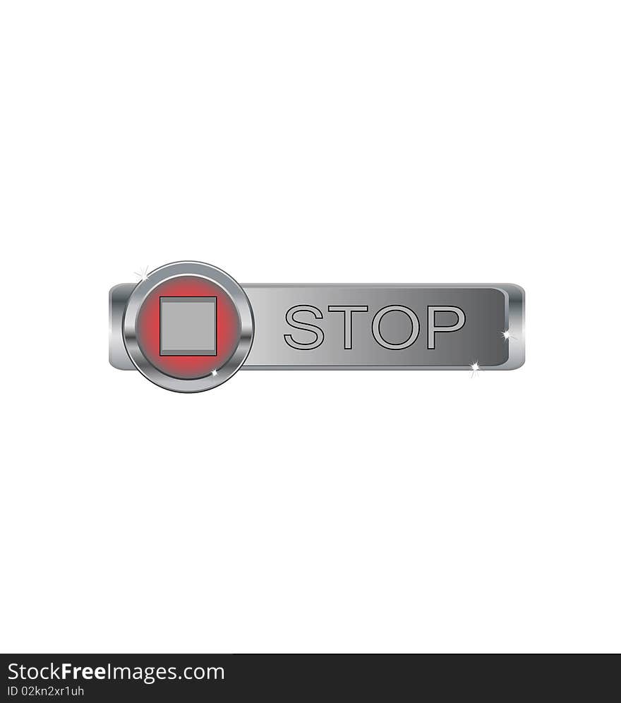 Metal button with stop sign