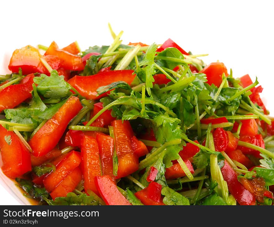 Coriander and sweet pepper salad