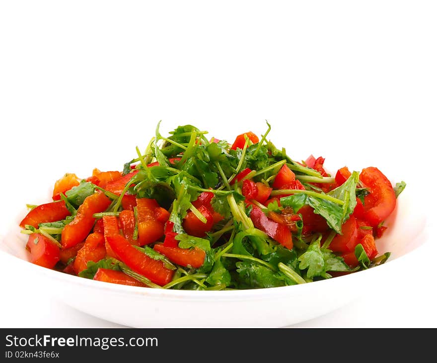 Coriander and sweet pepper salad