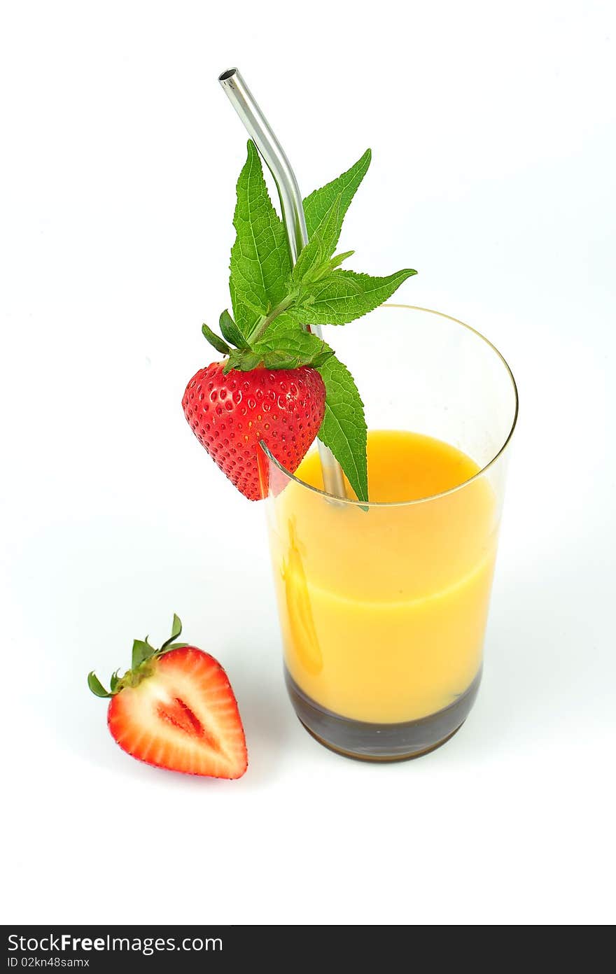 Orange Cocktail With Strawberry