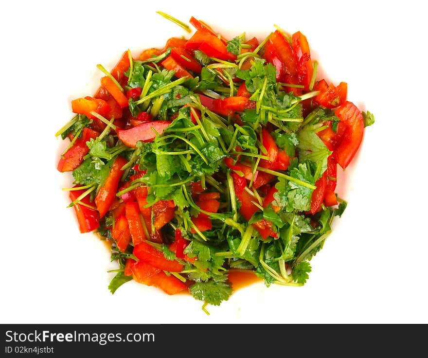 Coriander and sweet pepper salad