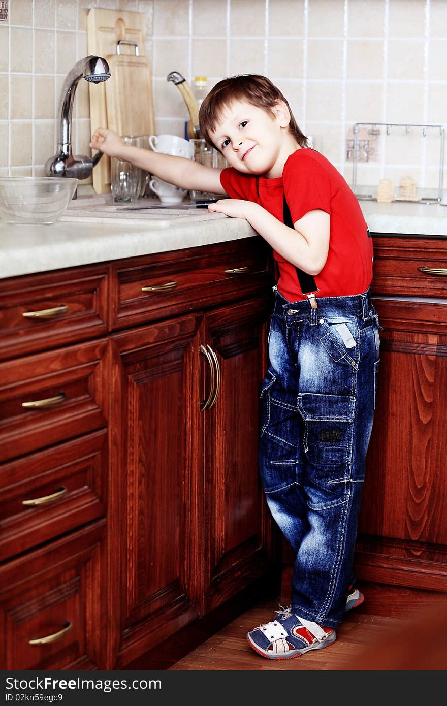 Boy on a kitchen