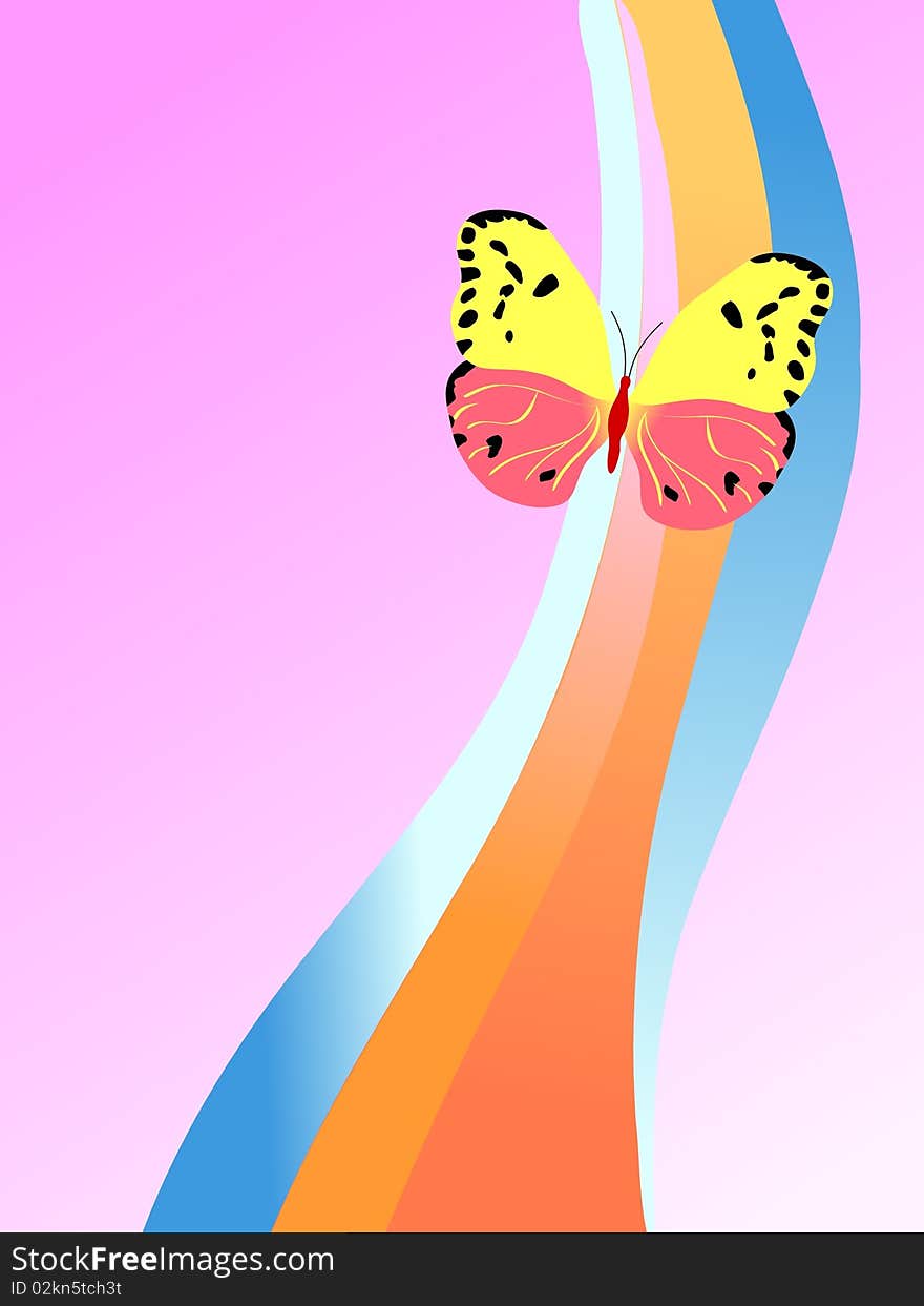 Vector colored composition with butterfly