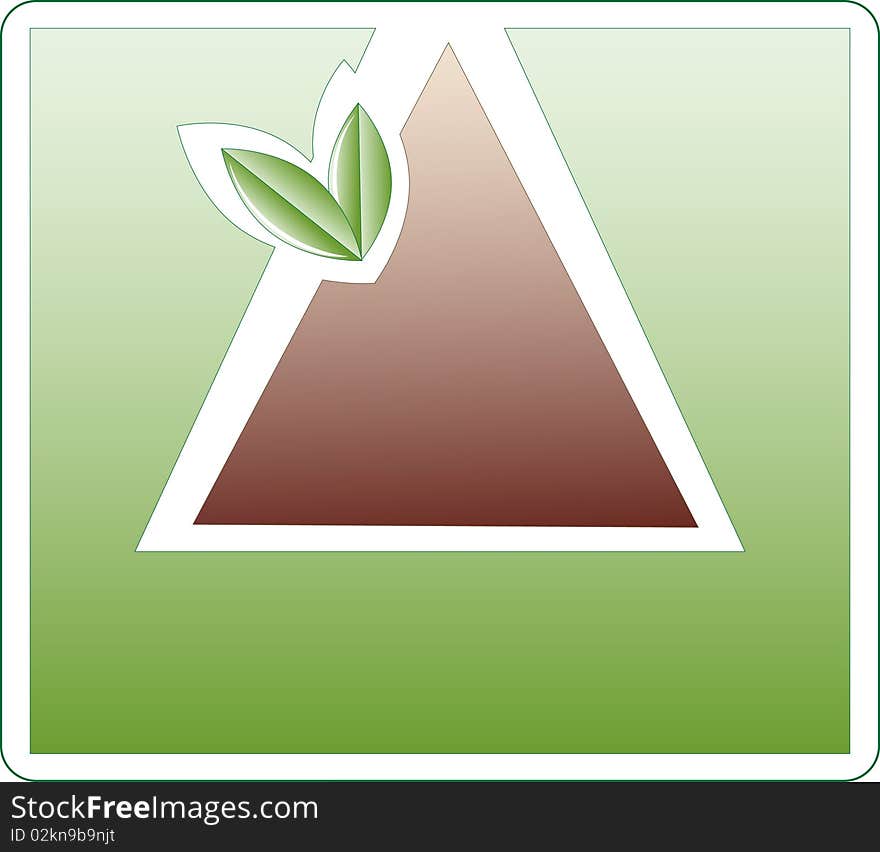 Triangle sign with leaves. Vector illustration