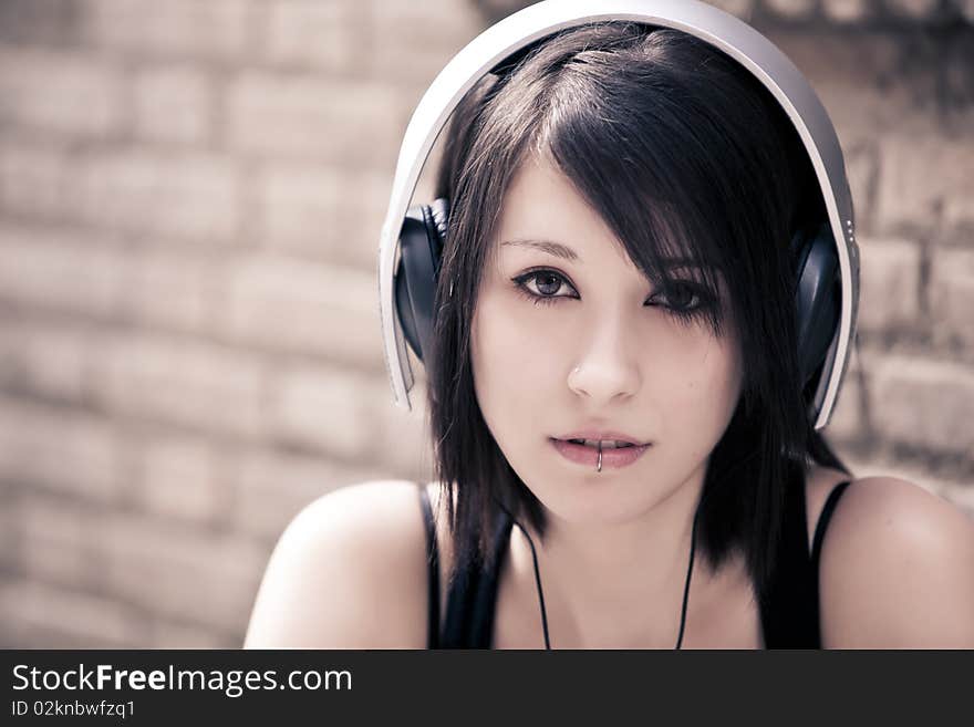 Girl with headphones