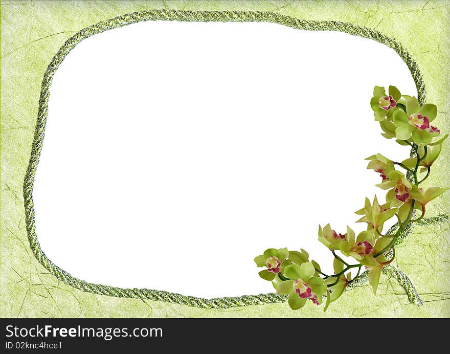 Decorative frame with green orchid