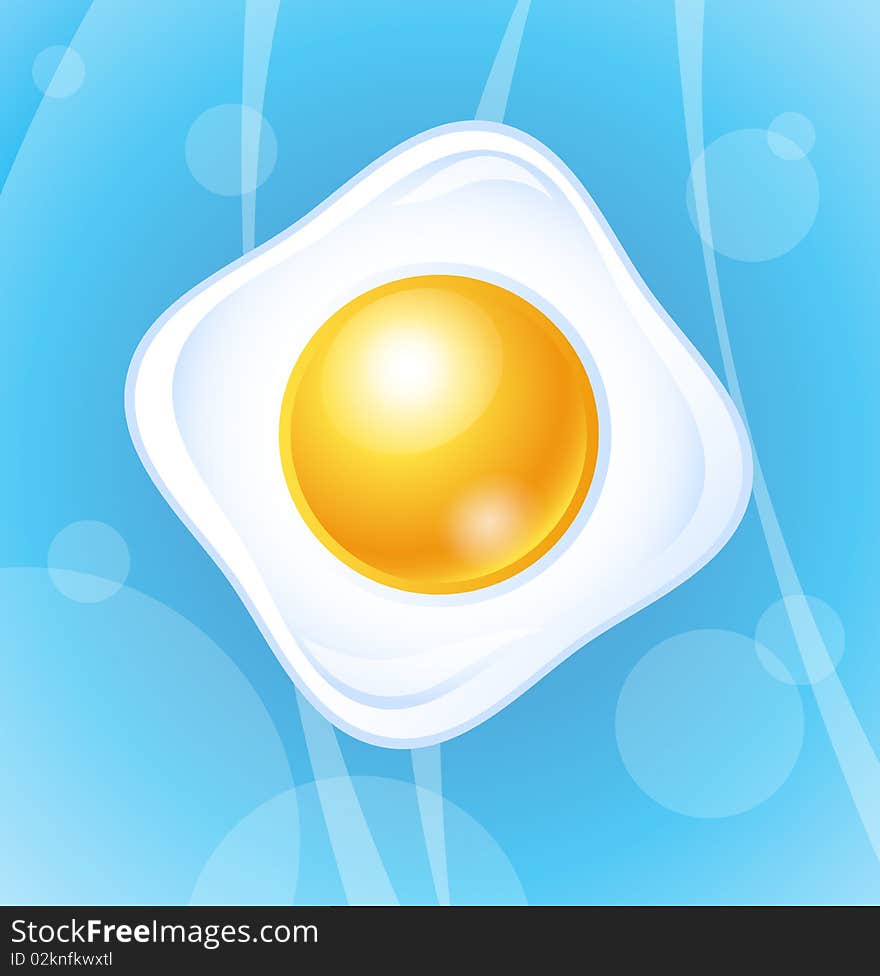 Good morning fresh icon - fried egg on blue background. Good morning fresh icon - fried egg on blue background