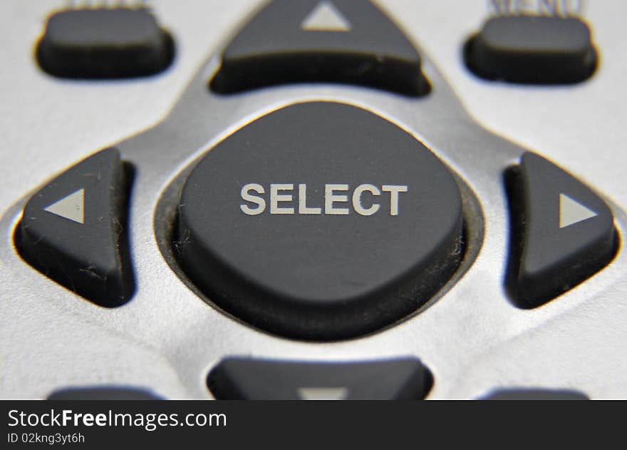 Select button on remote control, close- up