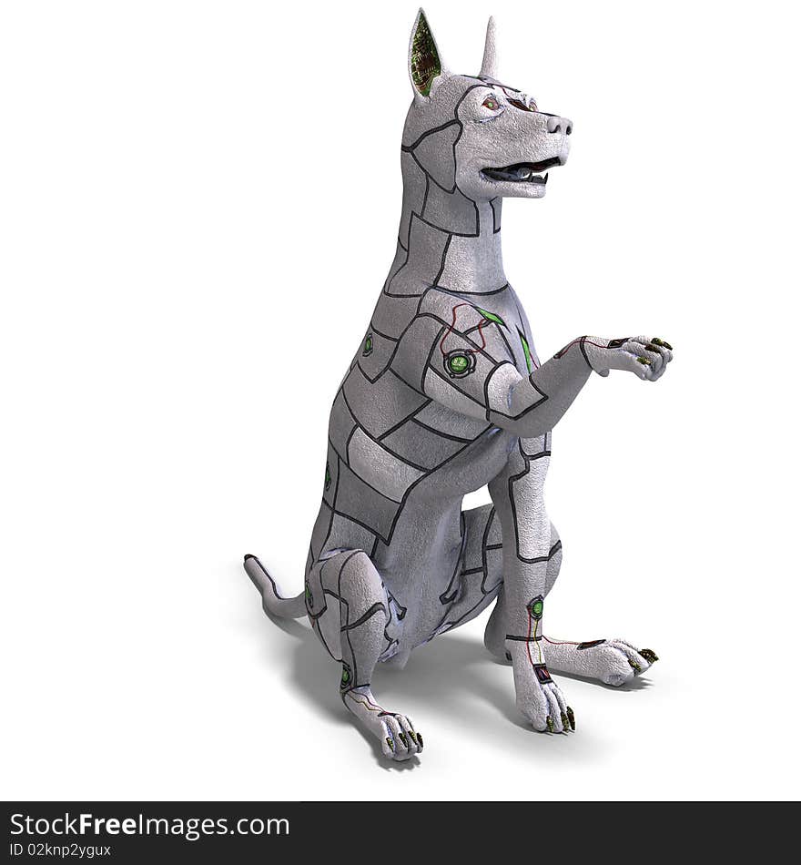 Electronical scifi dog of the future. 3D