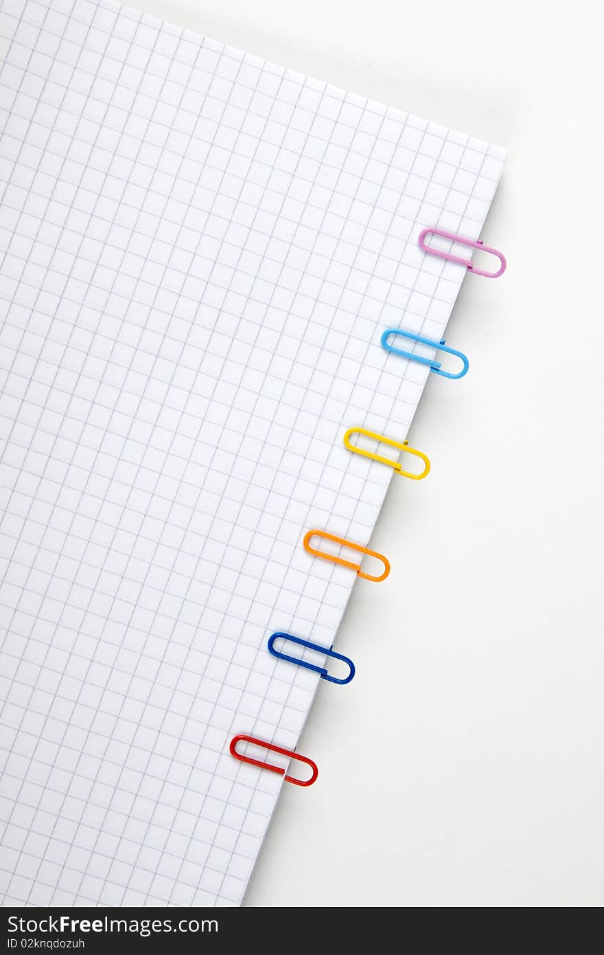 Paper clips  on white background