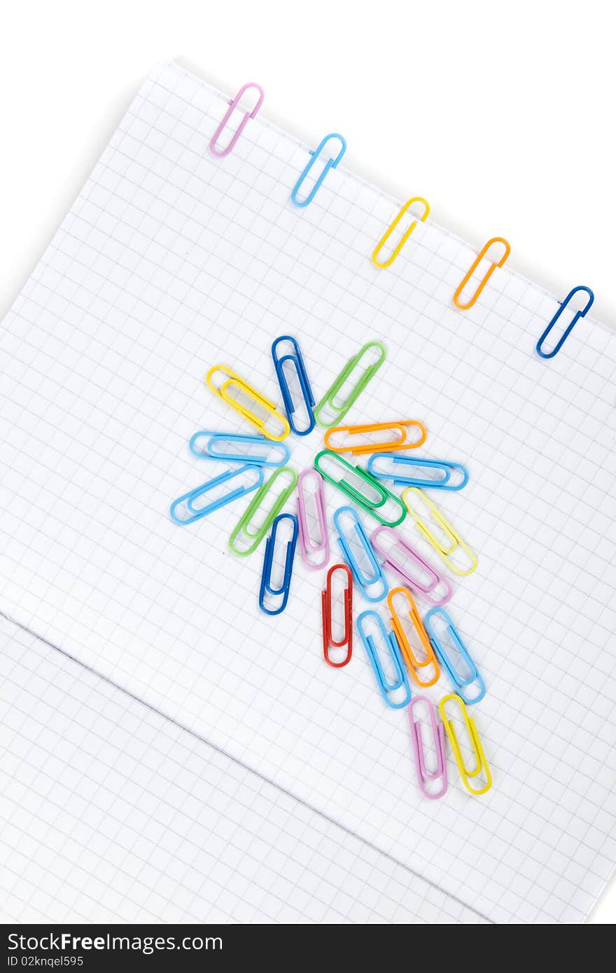 Paper clips  on white background