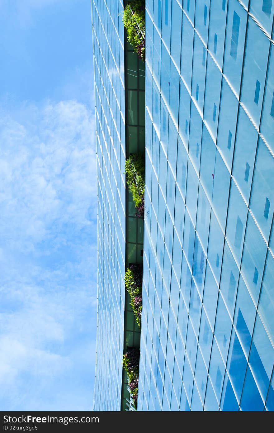 The building and blue sky