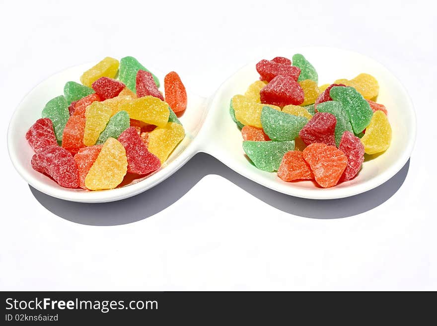 Colorful jelly candies display oon a serving platter