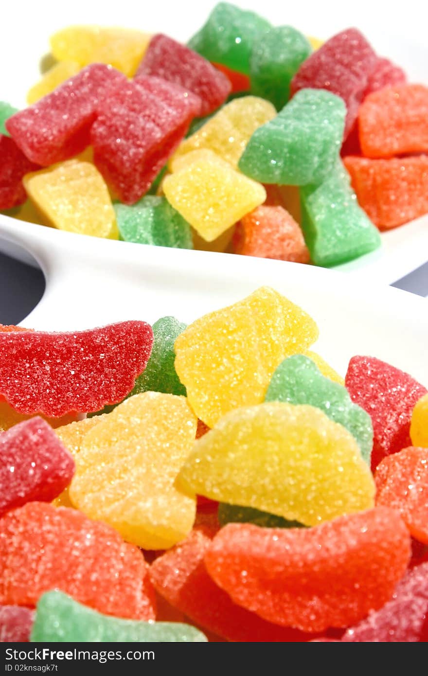 Colorful jelly candies display on a serving platter