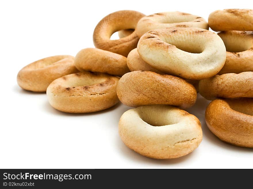 Meal bread rings on a white background. Meal bread rings on a white background