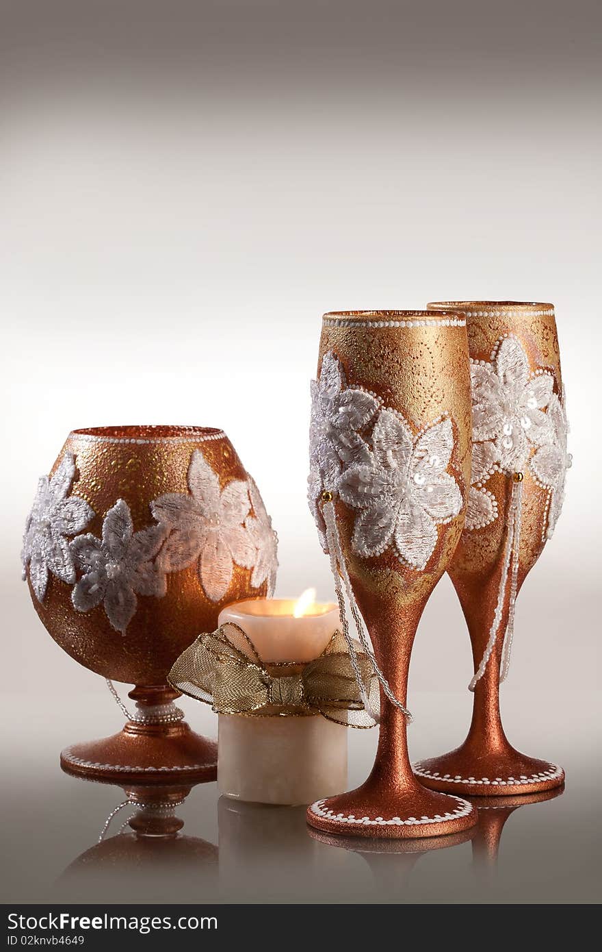 Two decorated glasses on isolated background. Two decorated glasses on isolated background