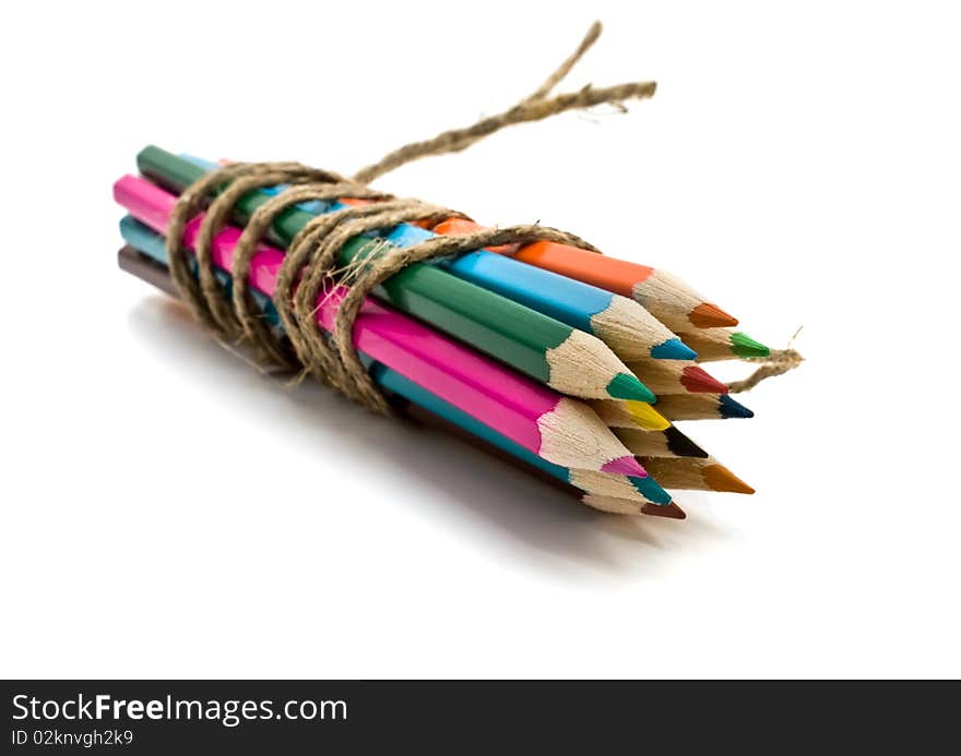 Colored pencils isolated on a white background