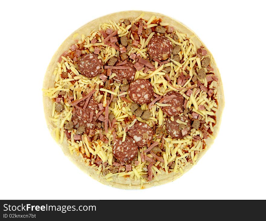 Fresh pizza isolated against a white background. Fresh pizza isolated against a white background