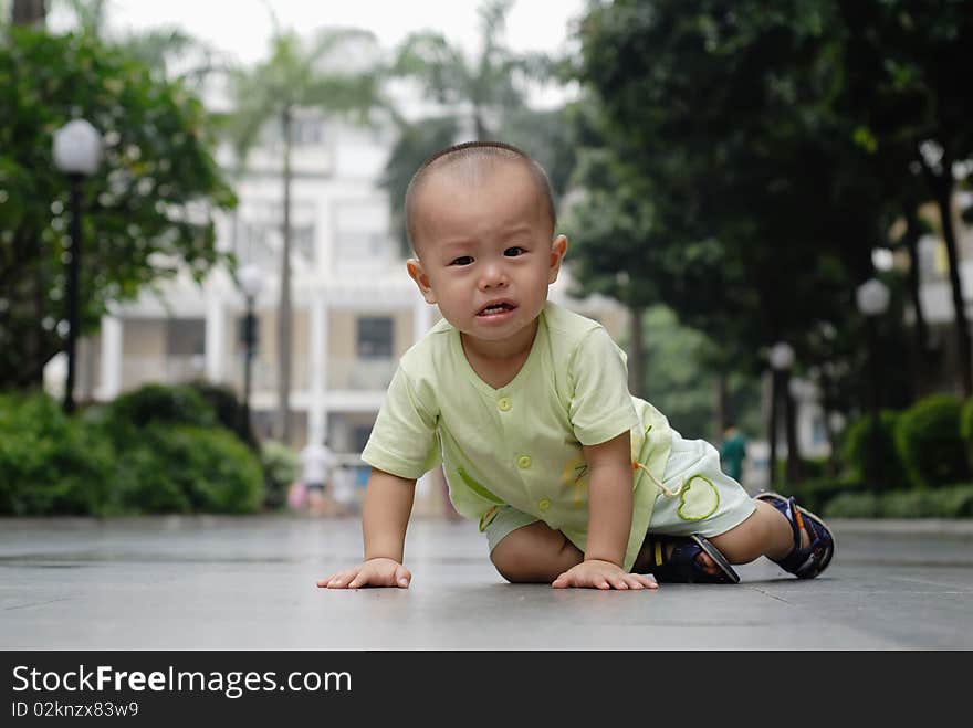 Crying asian baby