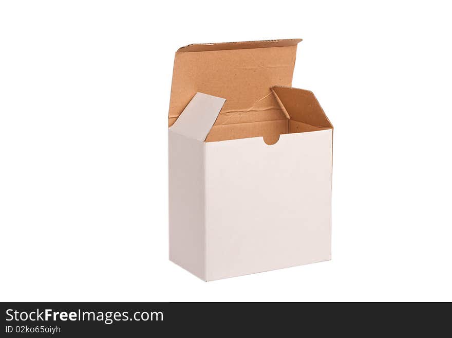 Empty paper box on white background