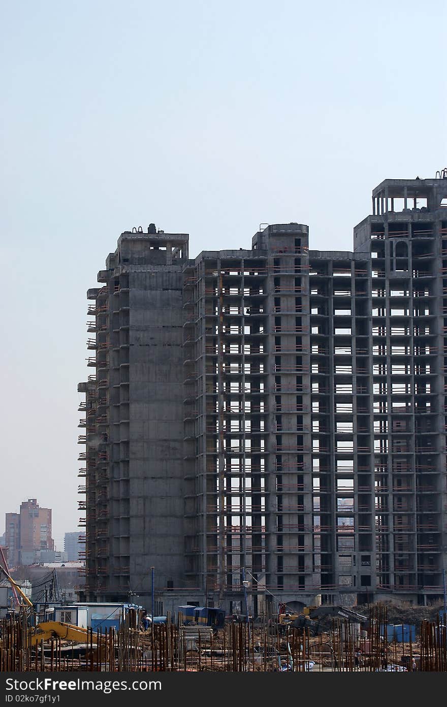 Multi-storey building under construction from concrete and metal