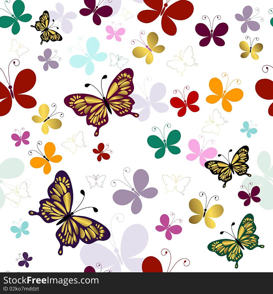 Seamless Pattern With Butterflies