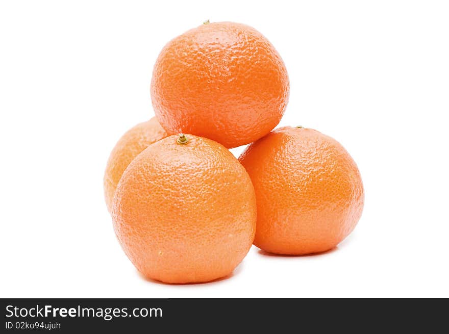 Fresh tangerines isolated on white background