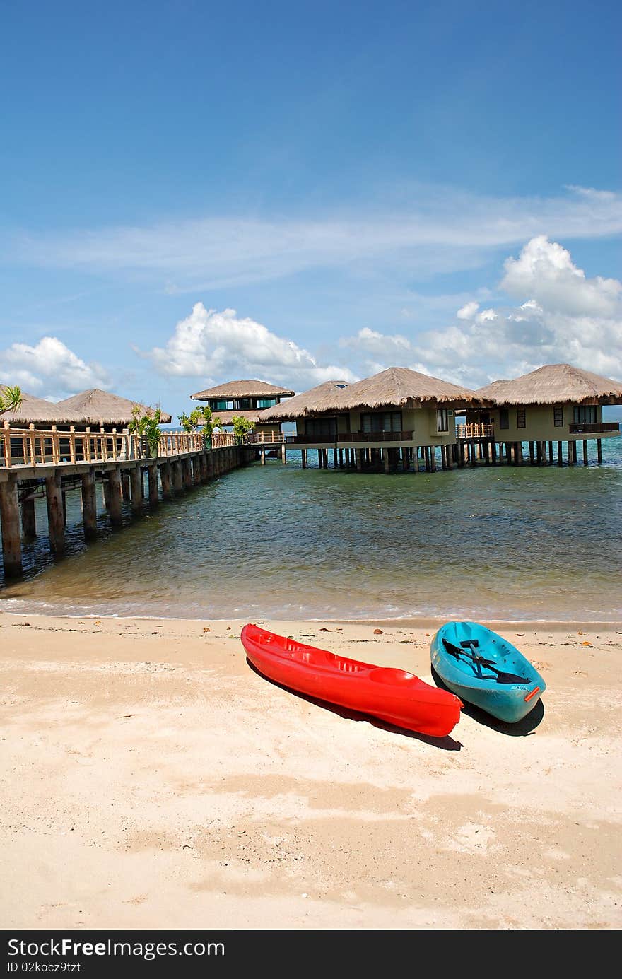 Kayaks on a Beach