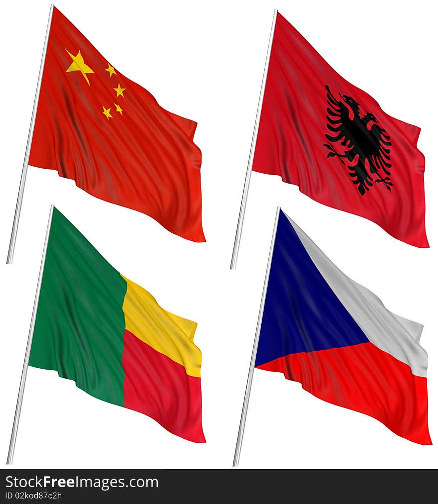 3D flags of world