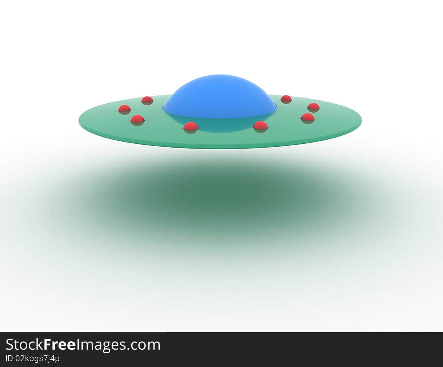 Illustration spaceship ufo on a white background