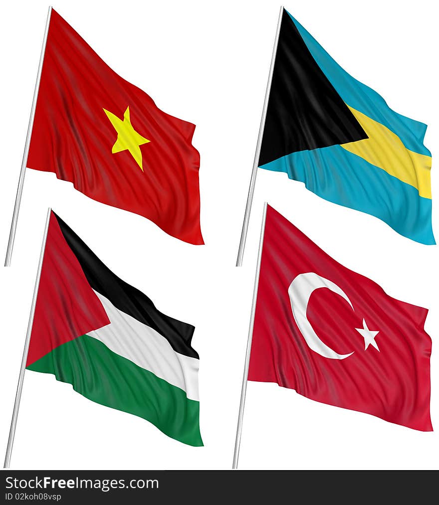 3D flags of world