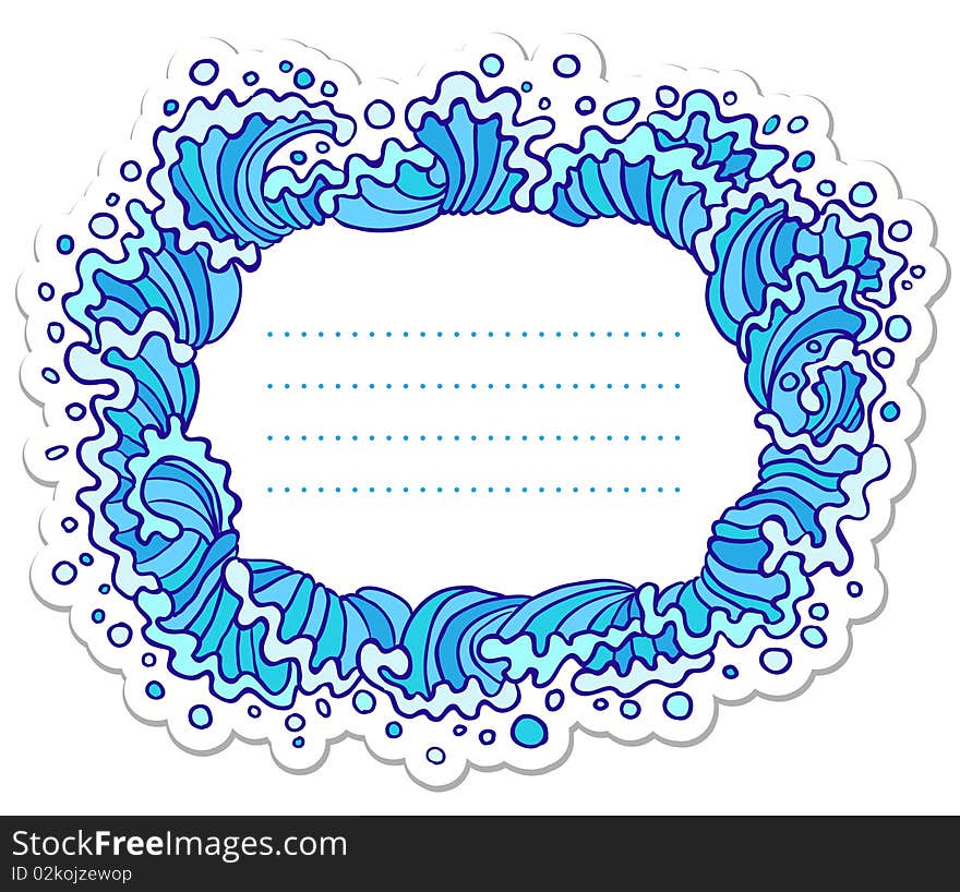 Doodle frame with stylized waves